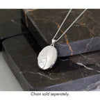 14k White Gold Fancy Half Swirl Design 26mm Oval Locket