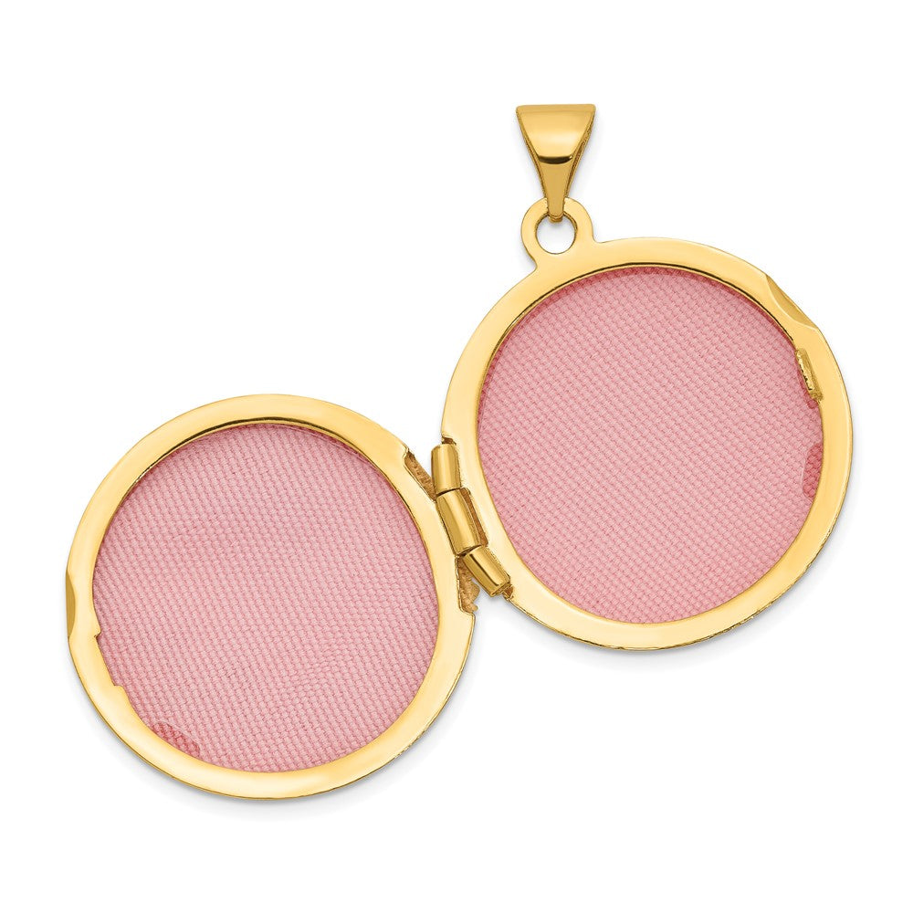 14k Polished Leaves 20mm Round Locket