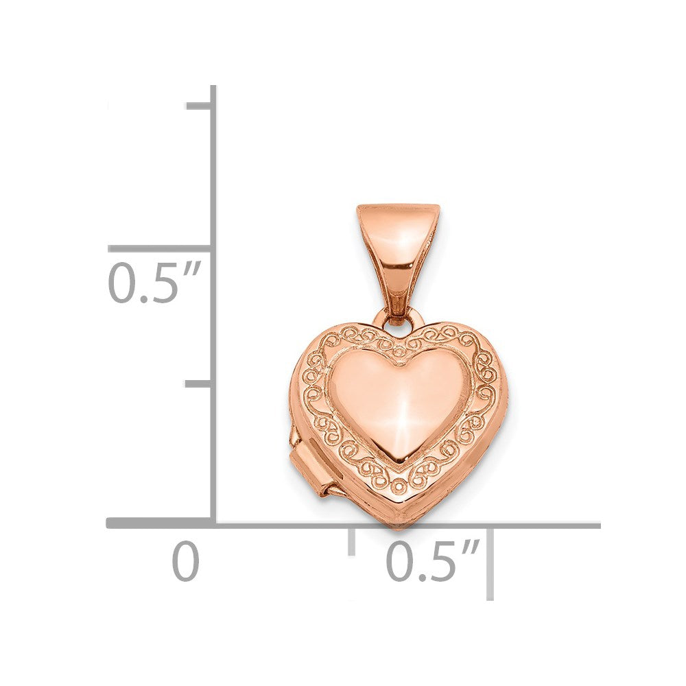 14k Rose Gold Scroll Border 10mm Heart Locket