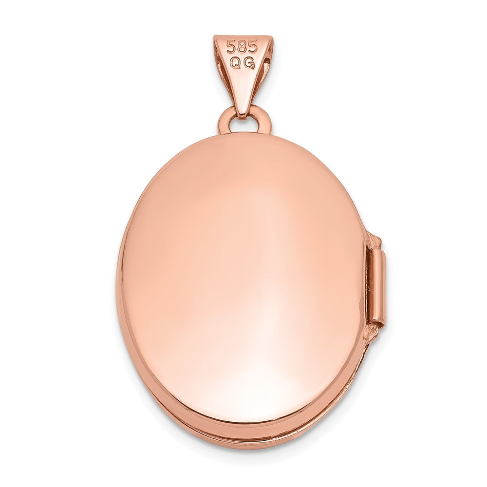 14K Rose Gold Diamond Vintage Filigree with Black Fabric Interior 21mm Oval Locket