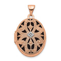 14K Rose Gold Diamond Vintage Filigree with Black Fabric Interior 21mm Oval Locket