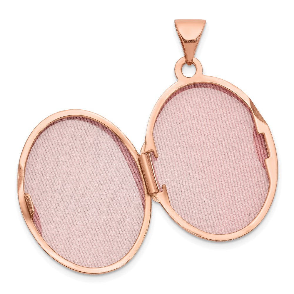 14k Rose Gold Heart and Scroll Border 21mm Oval Locket