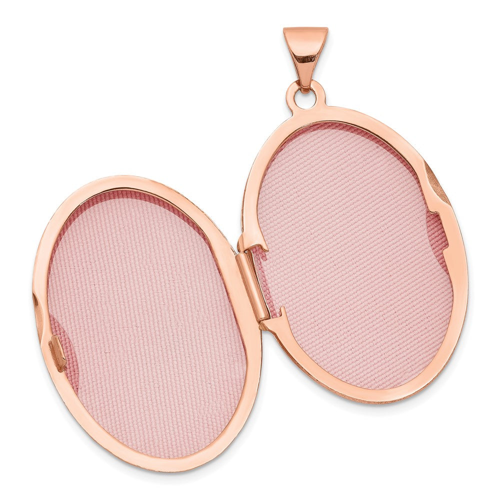 14k Rose Gold Polished Domed Plain 26mm Oval Locket