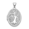 14k White Gold Tree 21x16mm Oval Locket