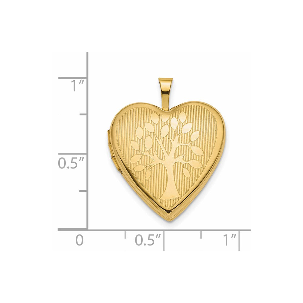 14K Polished Tree 20mm Heart Locket