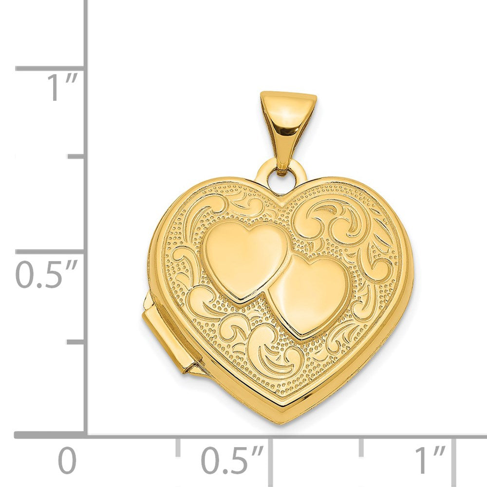 14k Two Hearts 18mm Heart Locket