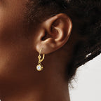 14k 5mm Round Cubic Zirconia Bezel Leverback Dangle Earrings