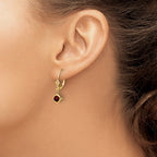 14k 5mm Round Garnet Bezel Leverback Dangle Earrings