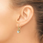 14k 6mm Round Cubic Zirconia Bezel Leverback Dangle Earrings