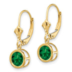 14k 6mm Round Mount St. Helens Bezel Leverback Dangle Earrings