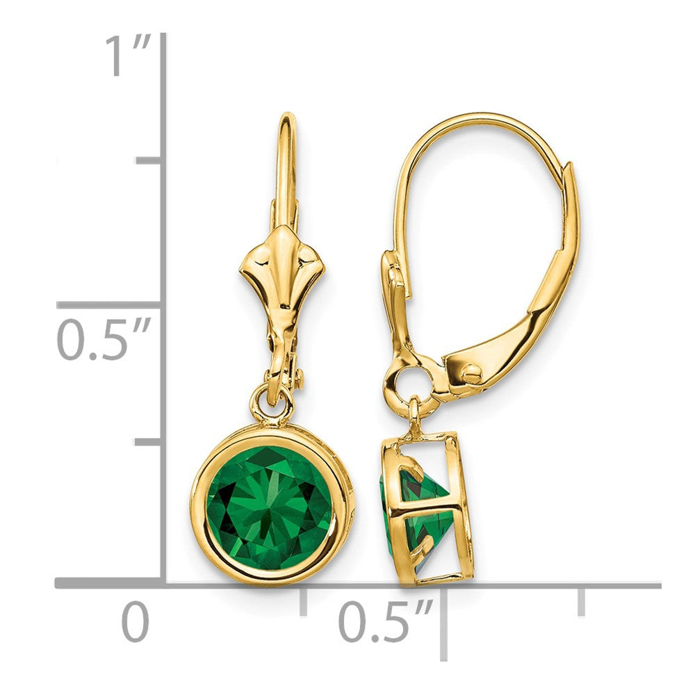 14k 6mm Round Mount St. Helens Bezel Leverback Dangle Earrings