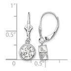 14k White Gold 6mm Round Cubic Zirconia Bezel Leverback Dangle Earrings