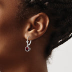 14k White Gold 6mm Round Garnet Dangle Leverback Earrings