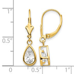 14k 8x5mm Pear Cubic Zirconia Bezel Leverback Dangle Earrings