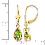 14k 8x5mm Pear Peridot Bezel Leverback Dangle Earrings