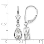 14k White Gold 8x5mm Pear Cubic Zirconia Bezel Leverback Dangle Earrings
