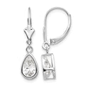 14k White Gold 8x5mm Pear Cubic Zirconia Bezel Leverback Dangle Earrings
