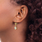 14k 7x5mm Oval Cubic Zirconia Bezel Leverback Dangle Earrings