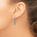 14k White Gold 7x5mm Oval Peridot Bezel Leverback Dangle Earrings