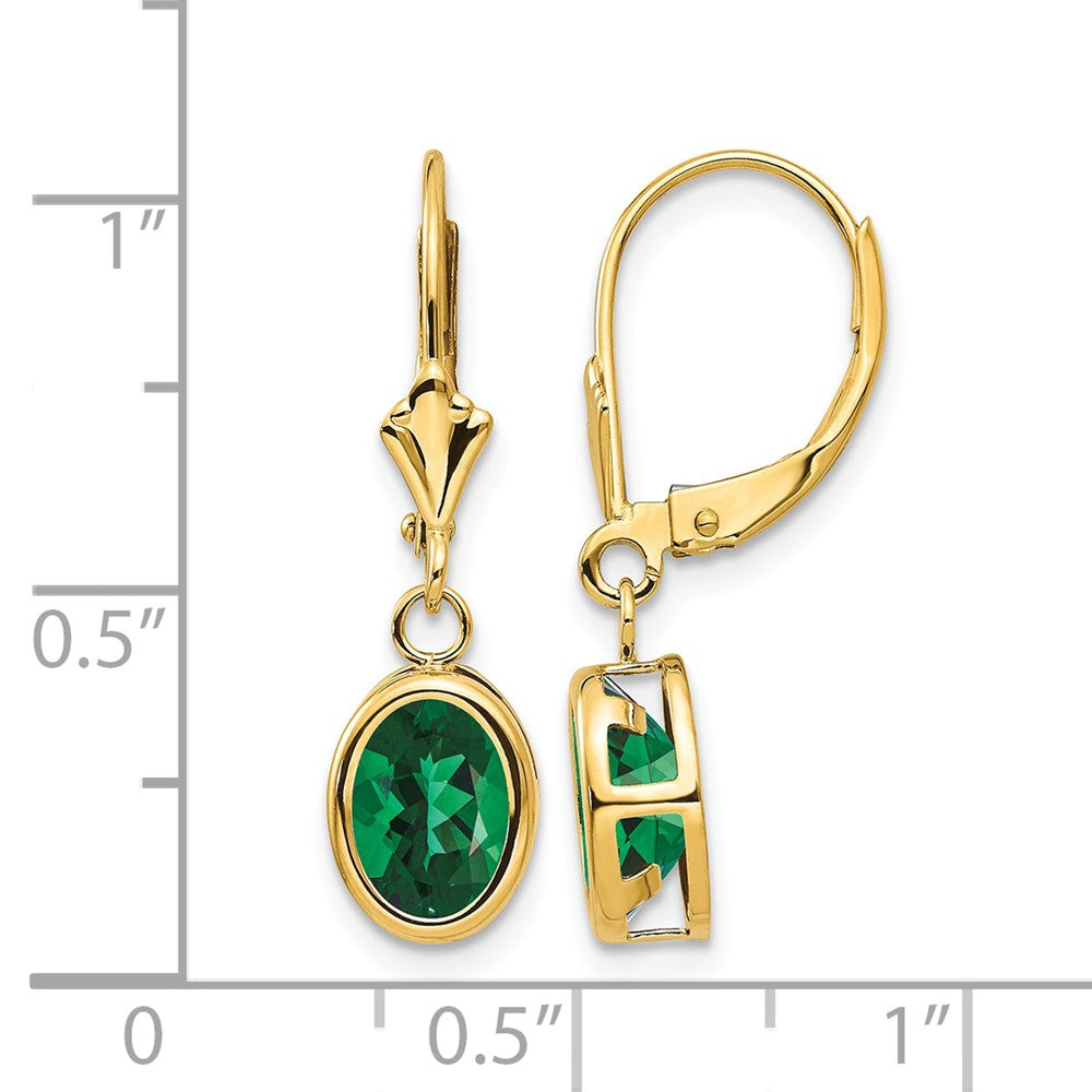 14k 8x6mm Oval Mount St. Helens Bezel Leverback Dangle Earrings
