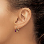 14k 5mm Round Amethyst Leverback Earrings