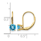 14k 5mm Round Blue Topaz Leverback Earrings
