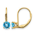 14k 5mm Round Blue Topaz Leverback Earrings