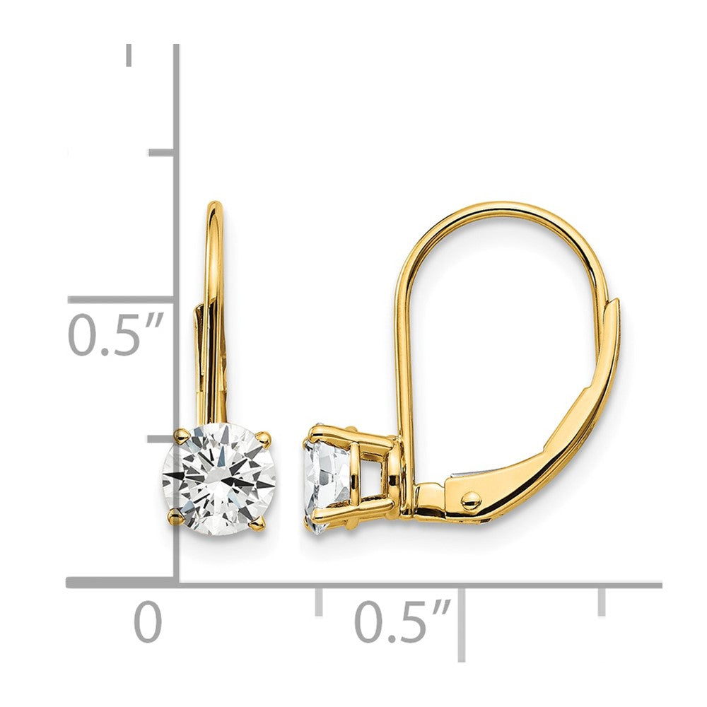 14k 5mm Round Cubic Zirconia Leverback Earrings