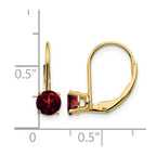14k 5mm Round Garnet Leverback Earrings