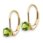 14k 5mm Round Peridot Leverback Earrings