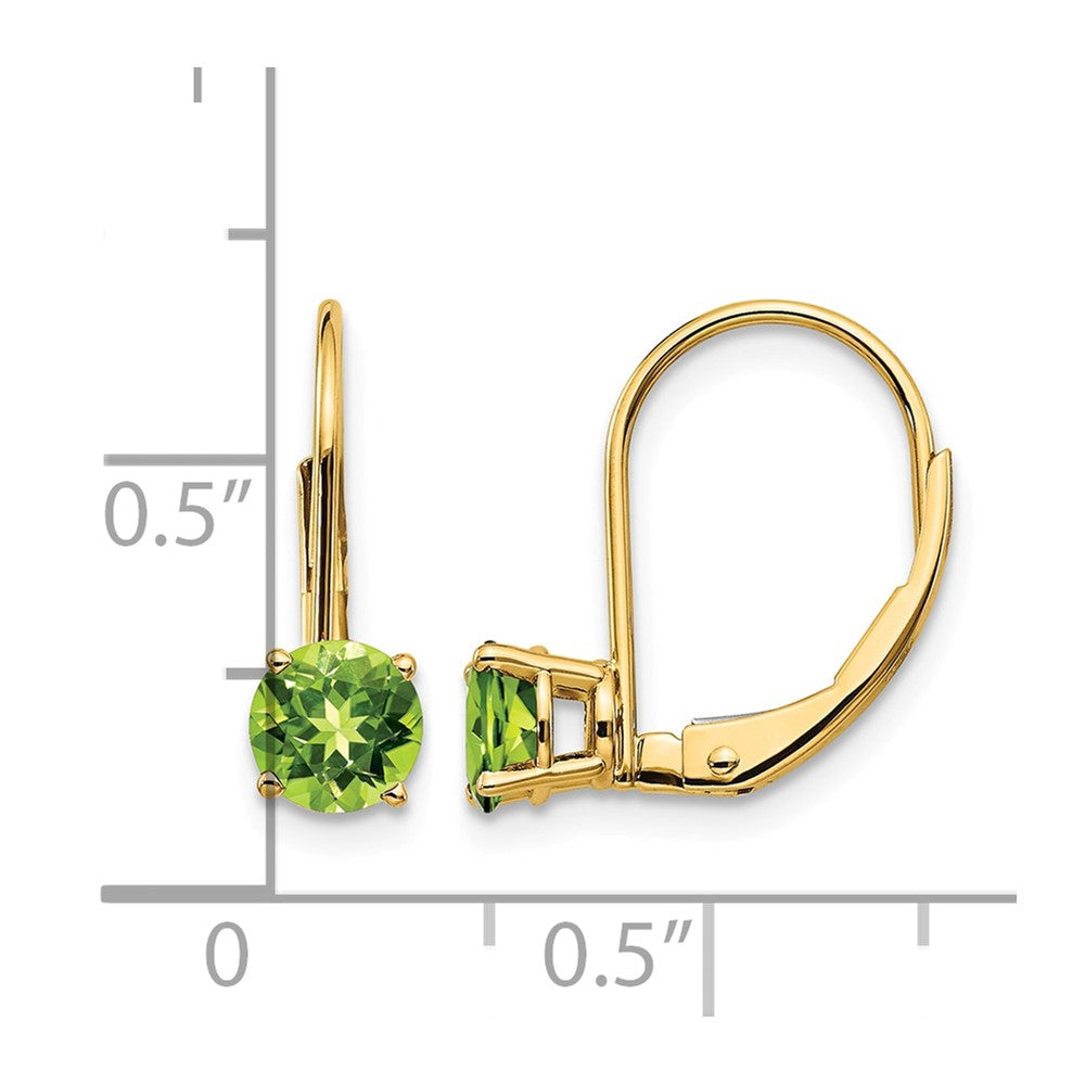 14k 5mm Round Peridot Leverback Earrings