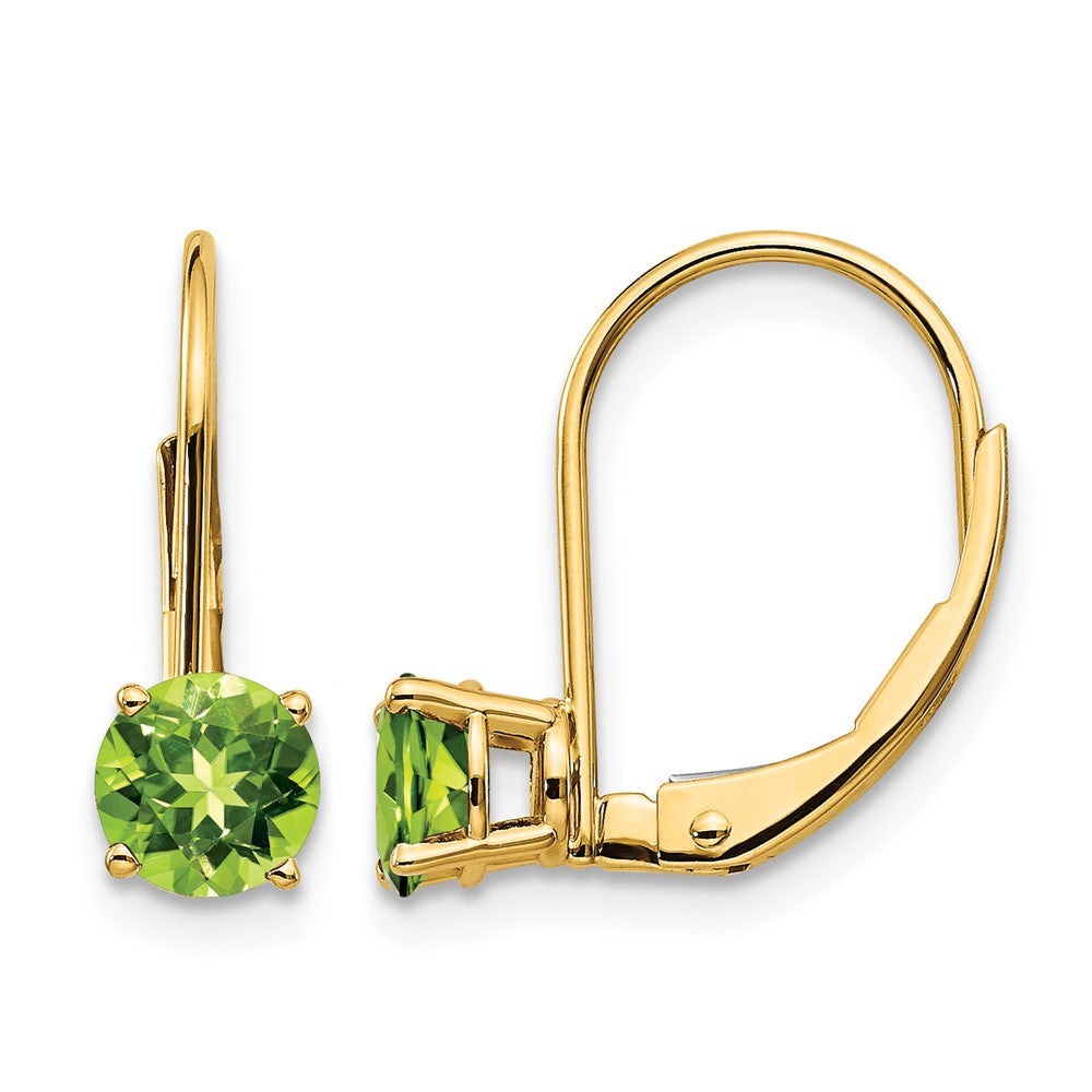 14k 5mm Round Peridot Leverback Earrings