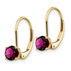 14k 5mm Round Rhodolite Garnet Leverback Earrings