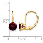 14k 6mm Round Garnet Leverback Earrings