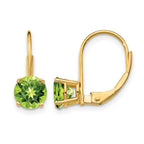 14k 6mm Round Peridot Leverback Earrings