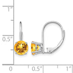 14k White Gold 6mm Round Citrine Leverback Earrings