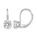 14k White Gold 6mm Round Cubic Zirconia Leverback Earrings