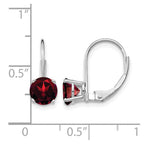 14k White Gold 6mm Round Garnet Leverback Earrings