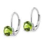 14k White Gold 6mm Round Peridot Leverback Earrings