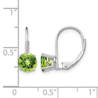 14k White Gold 6mm Round Peridot Leverback Earrings