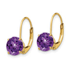14k 7mm Round Amethyst Leverback Earrings