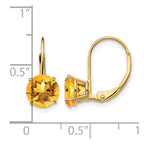 14k 7mm Round Citrine Leverback Earrings