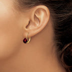 14k 7mm Round Garnet Leverback Earrings