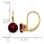 14k 7mm Round Garnet Leverback Earrings