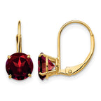 14k 7mm Round Garnet Leverback Earrings
