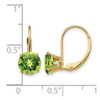 14k 7mm Round Peridot Leverback Earrings