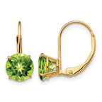 14k 7mm Round Peridot Leverback Earrings