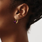 14k 7mm Round Rhodolite Garnet Leverback Earrings