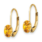 14k 6x4mm Oval Citrine Leverback Earrings