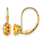 14k 6x4mm Oval Citrine Leverback Earrings
